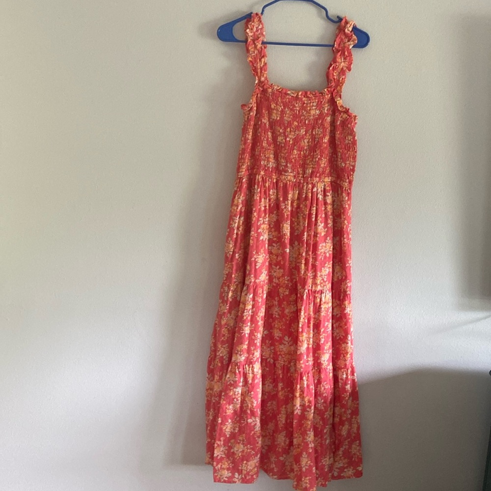 American Eagle Outfitters Coral Floral Maxi Dress